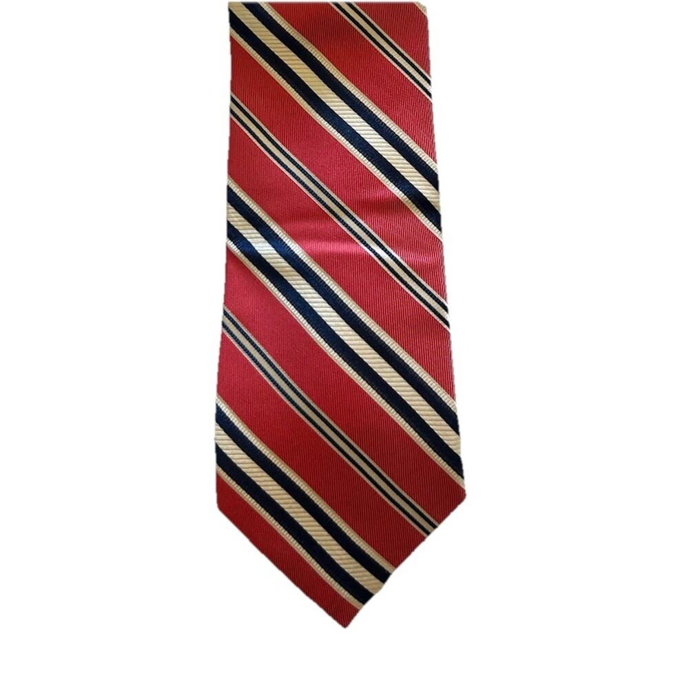 NWT NAUTICA Silk Repp Necktie Mens 3.25" Red‎ Blue White Striped Tie Classic - Picture 5 of 5